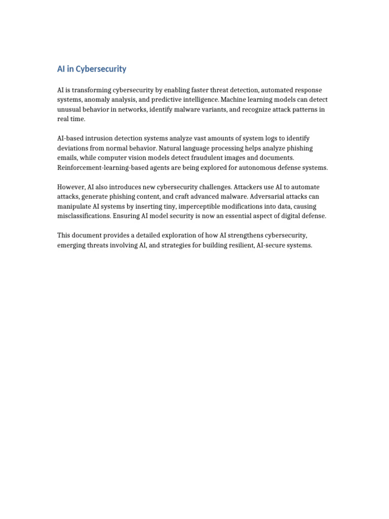 AI in Cybersecurity | PDF