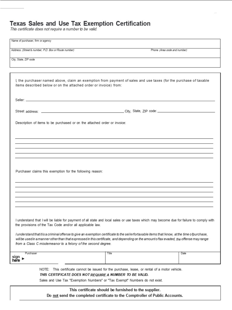 Exemption Certificate Pdf