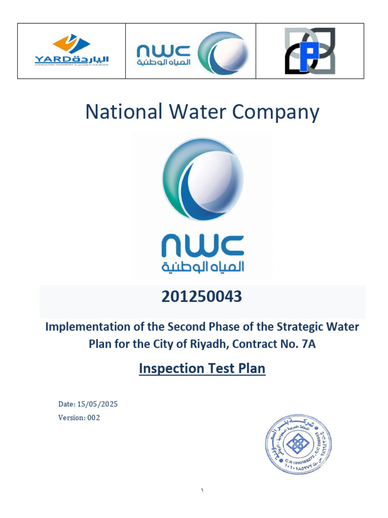 Inspection and Test Plan Contract 7A (Saudi Pillar) - Ver002 | PDF