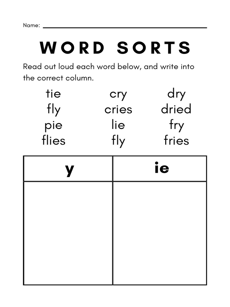 Word Sorts Activity for Phonics | PDF