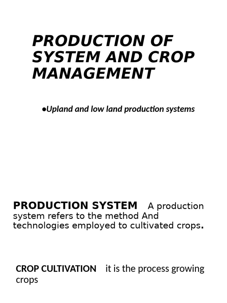 Crop Management and Production Systems | PDF | Agriculture | Soil
