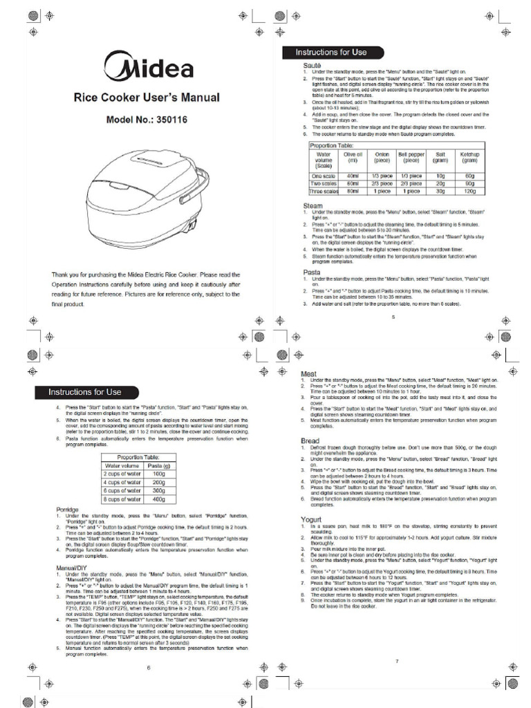 Procedure Text (How To Operate Rice Cooker Based On The Type of The ...