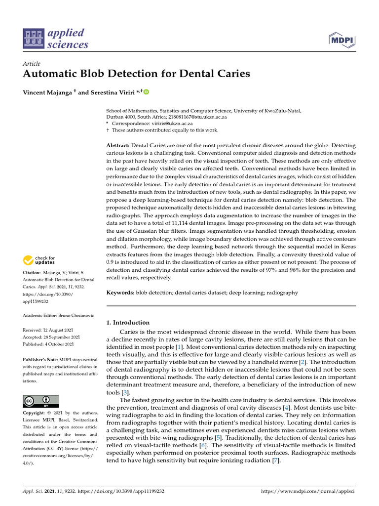 Automatic Detection of Dental Caries | PDF | Image Segmentation | Deep ...