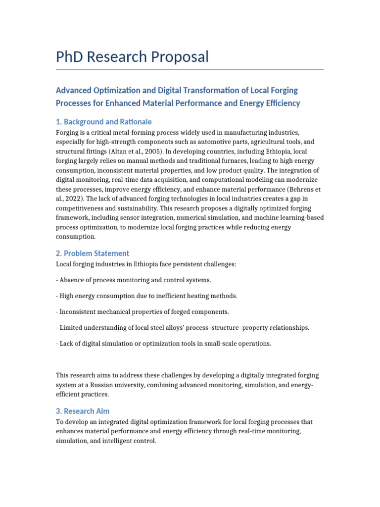 PHD Proposal Russian University | PDF | Forging | Simulation