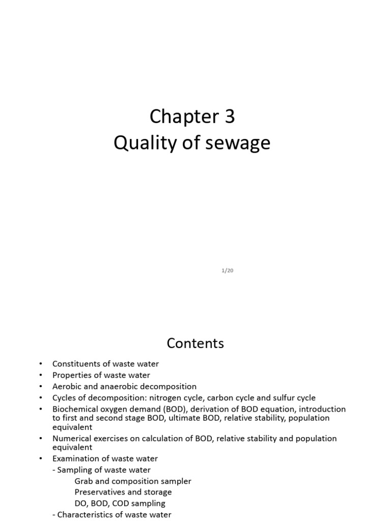 Wastewater Quality Analysis Overview | PDF | Sewage Treatment | Water ...