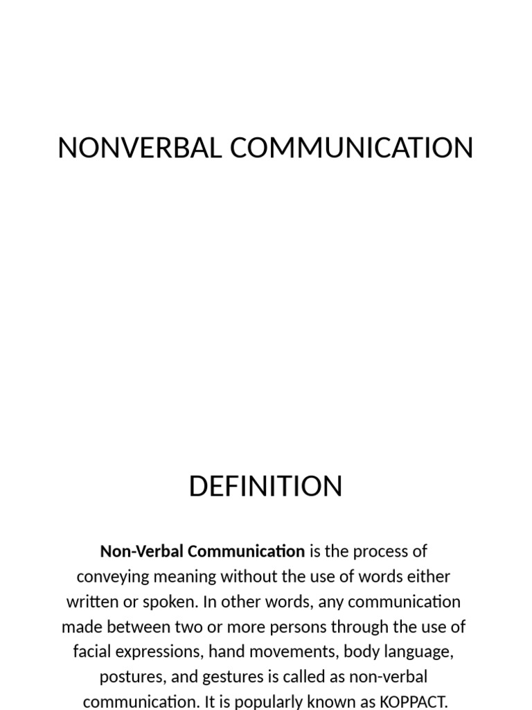 Non Verbal Communication | PDF | Nonverbal Communication | Communication