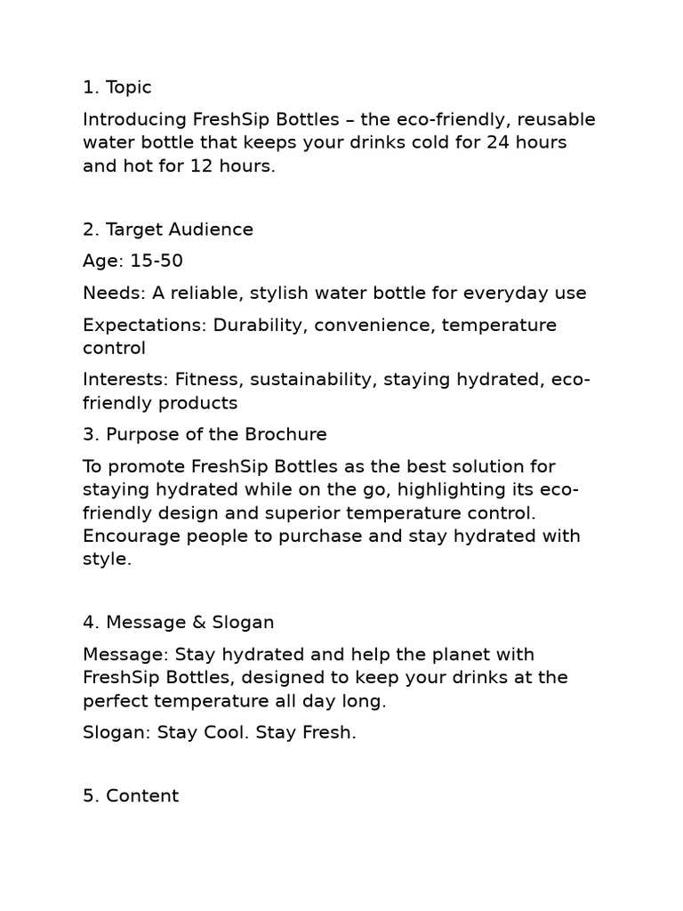Eco-Friendly FreshSip Water Bottles | PDF