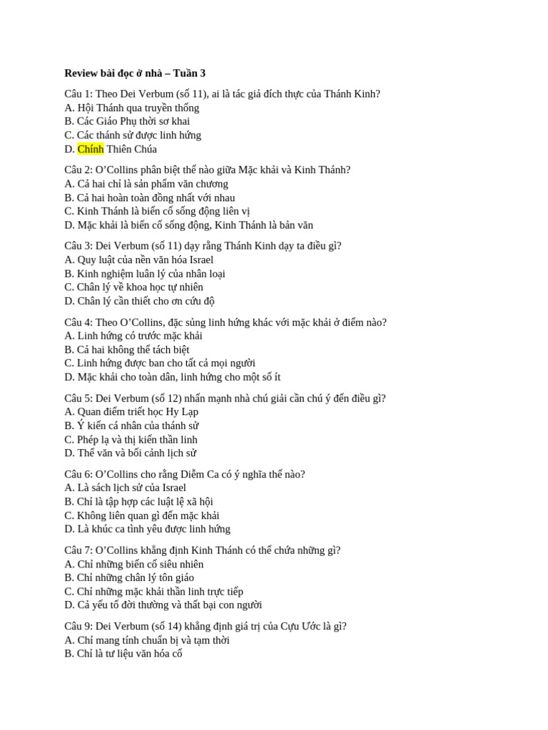 Review Bai Doc o Nha - Tuan 3 | PDF