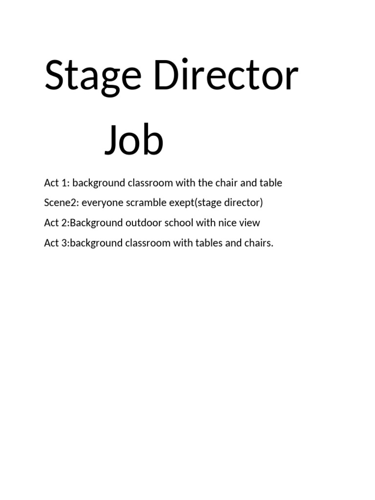 Stage Director Job Description and Scenes | PDF