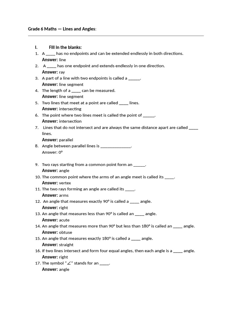 Grade 6 Maths: Lines and Angles Guide | PDF | Angle | Euclidean Geometry