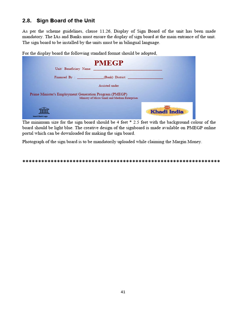 PMEGP Sign Board Guidelines | PDF