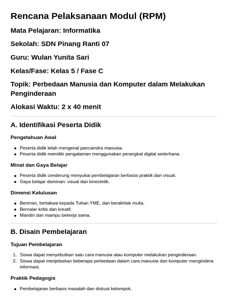 Perbedaan Penginderaan Manusia vs Komputer | PDF