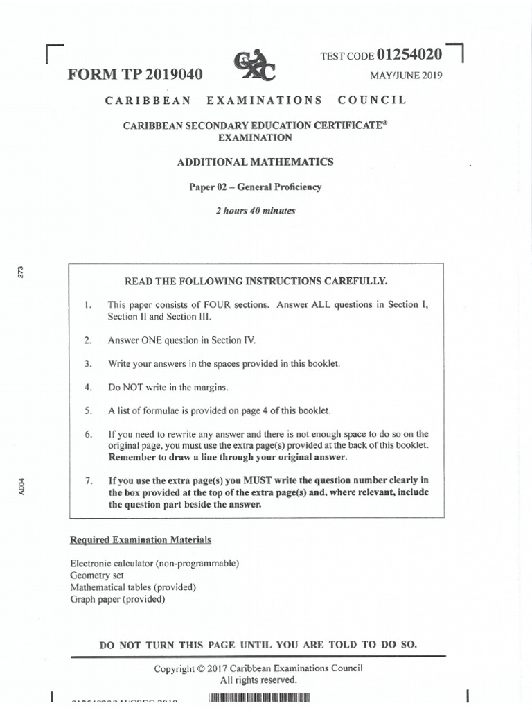 Add Maths P2 May 2019 | PDF