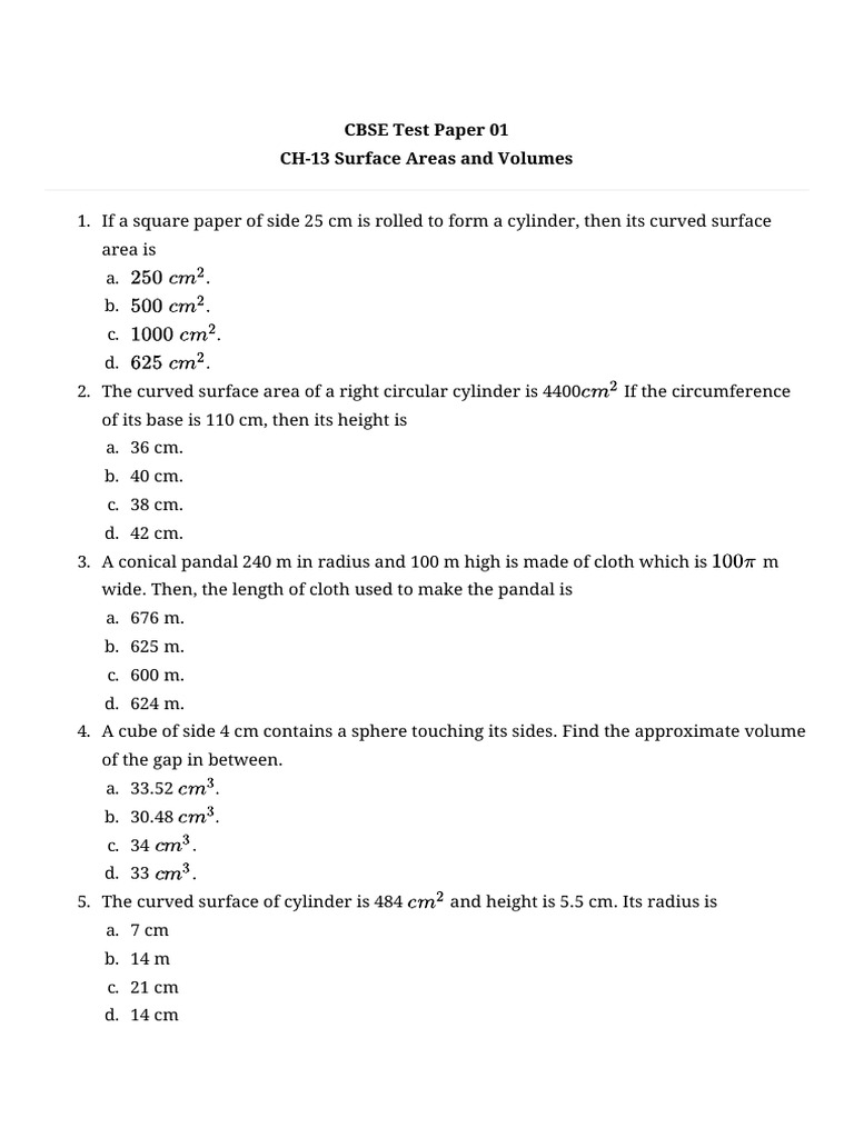 Math Volume & Surface | PDF