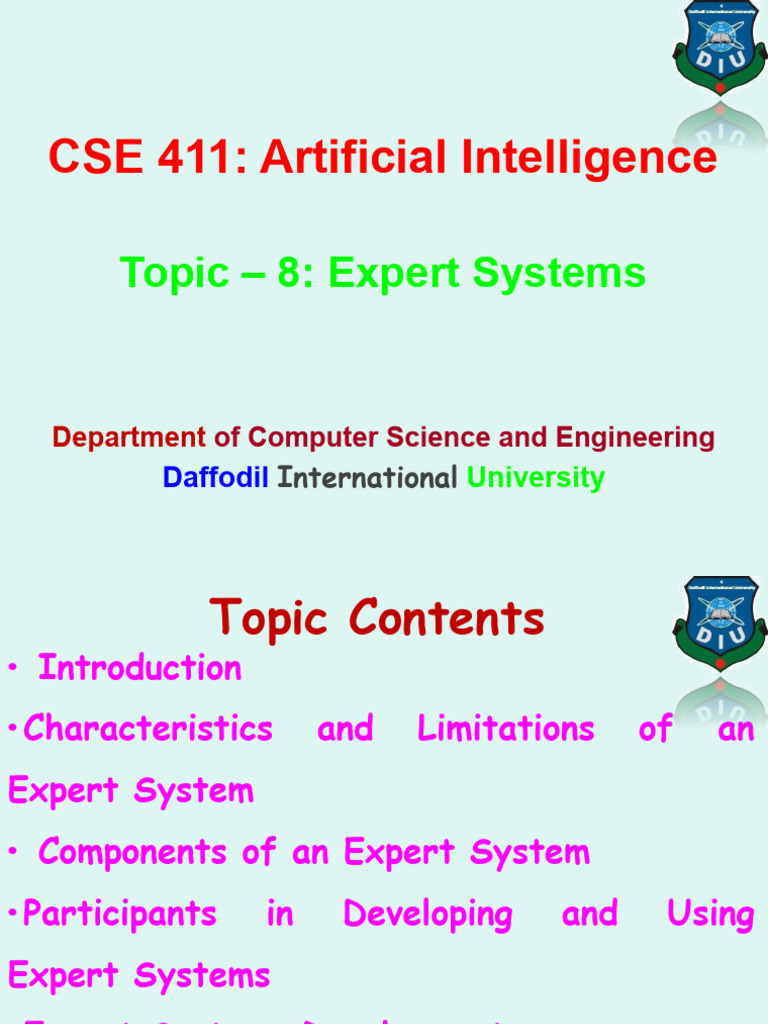 Overview of Expert Systems in AI | PDF | Expert | Inference