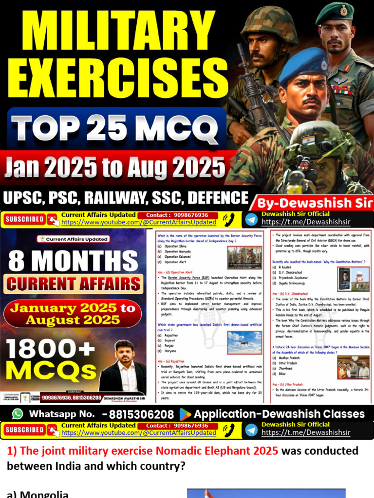 Current Affairs Military Exercises 2025 | PDF | Military | Military ...