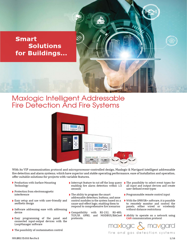 Maxlogic Intelligent Fire Detection Systems | PDF | Telephone | Sensor
