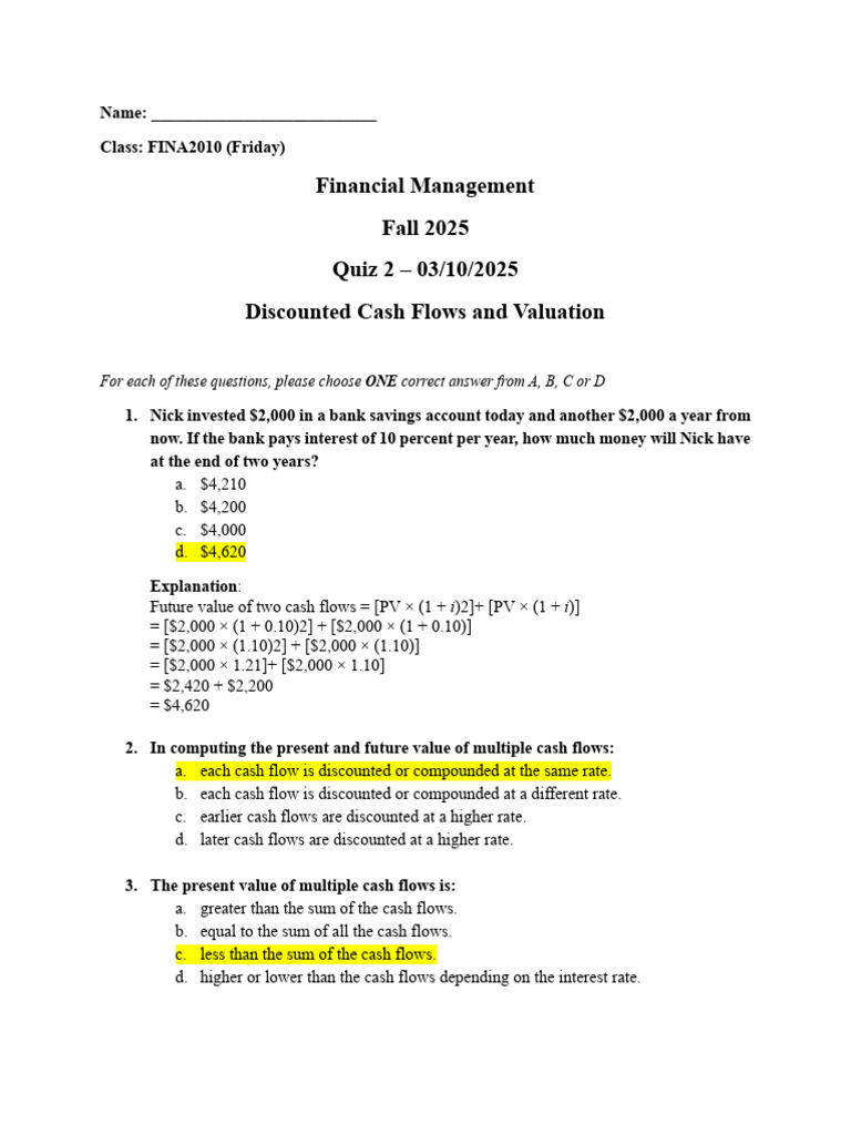 Quiz 2 | PDF | Private Sector | Personal Finance