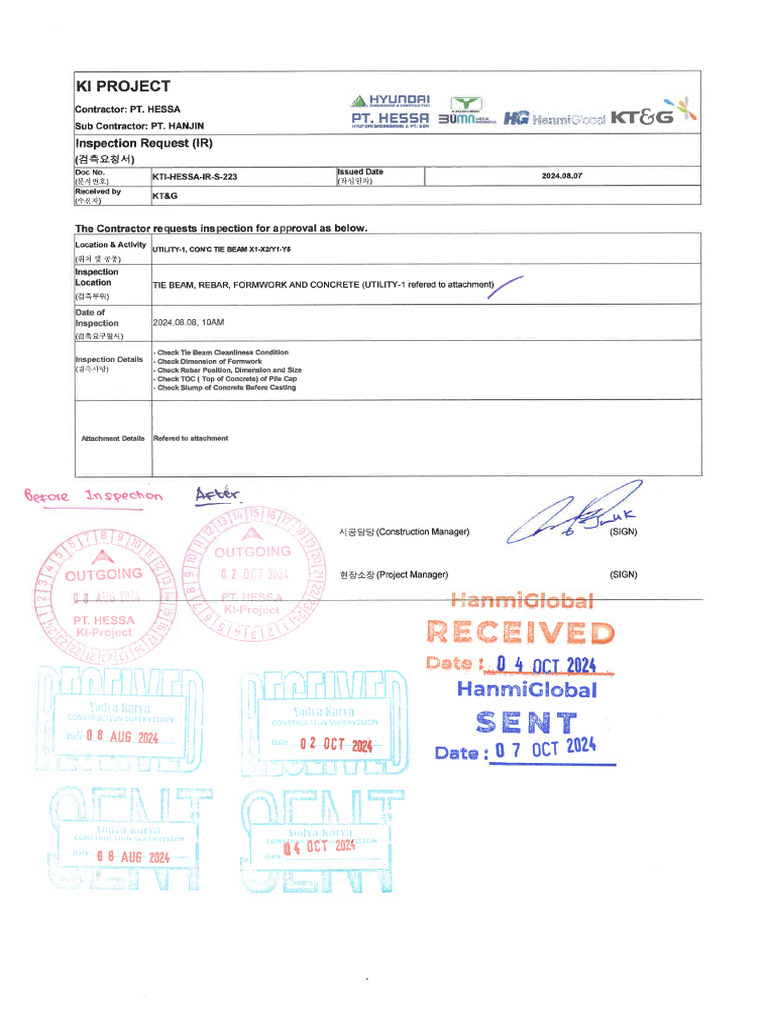 Kti-Hessa-Ir-S-223 - Inspection of Rebar, Formwork and Concrete Tie ...