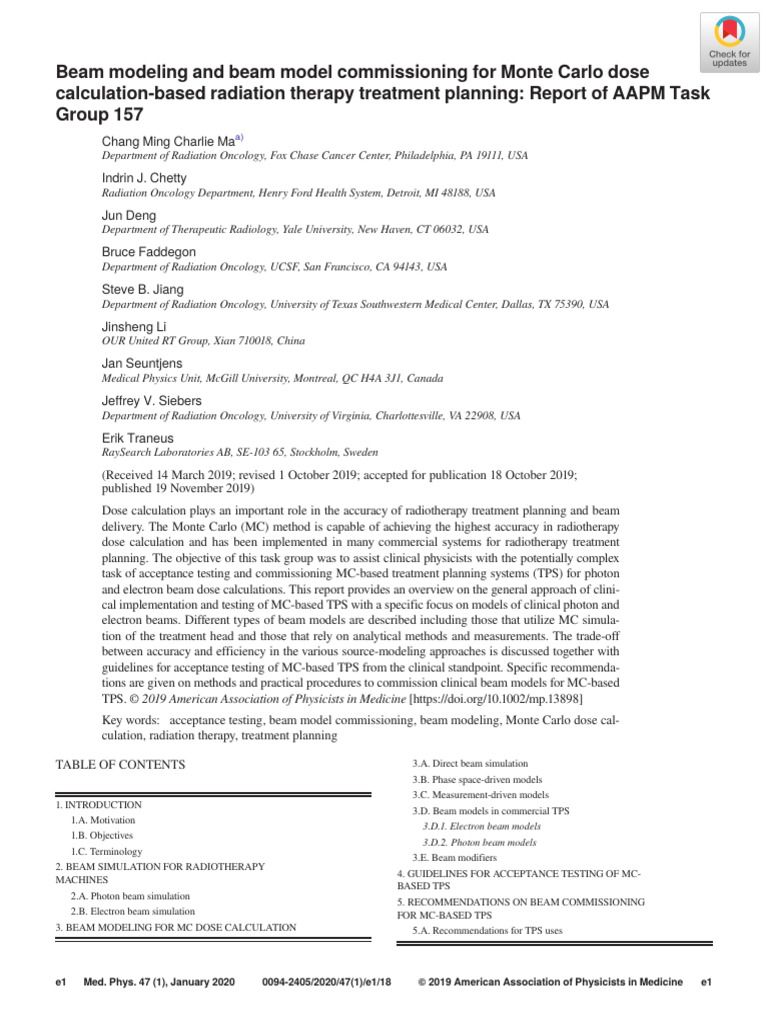 Beam Modeling for Monte Carlo Radiotherapy | PDF | Radiation Therapy ...