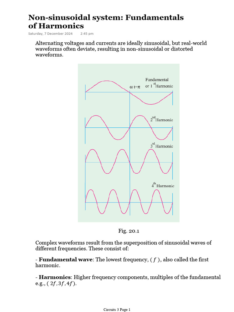 Lecture 14 - Non-Sinusoidal System Fundamentals of Harmonics | PDF ...