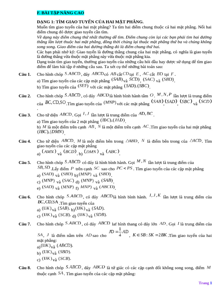 F. Bai Tap Nang Cao - CH | PDF