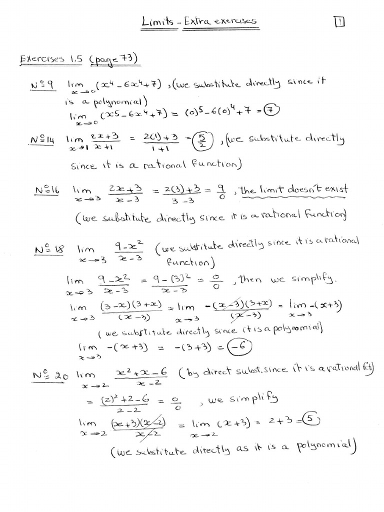 Extra Exercises On Limits and Continuity | PDF