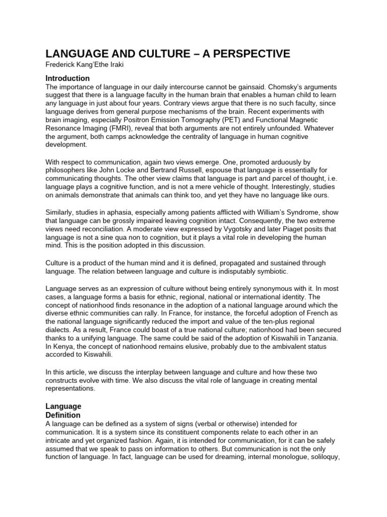 Language and Culture | PDF | Part Of Speech | Word