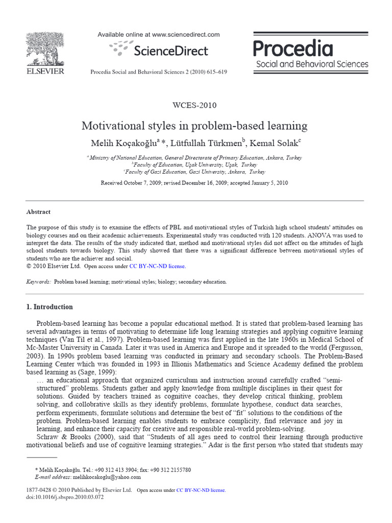 Motivational Styles in Problem-Based Learning - 1-s2.0 ...