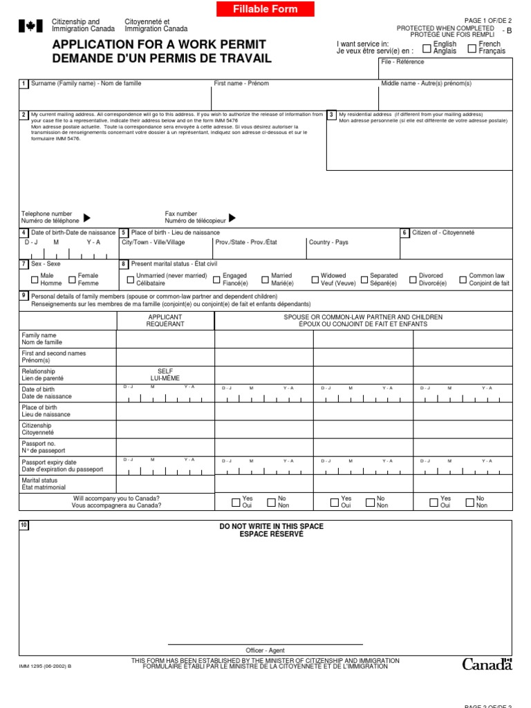 Demande de permis de travail Canada | PDF | Visa (Document ...