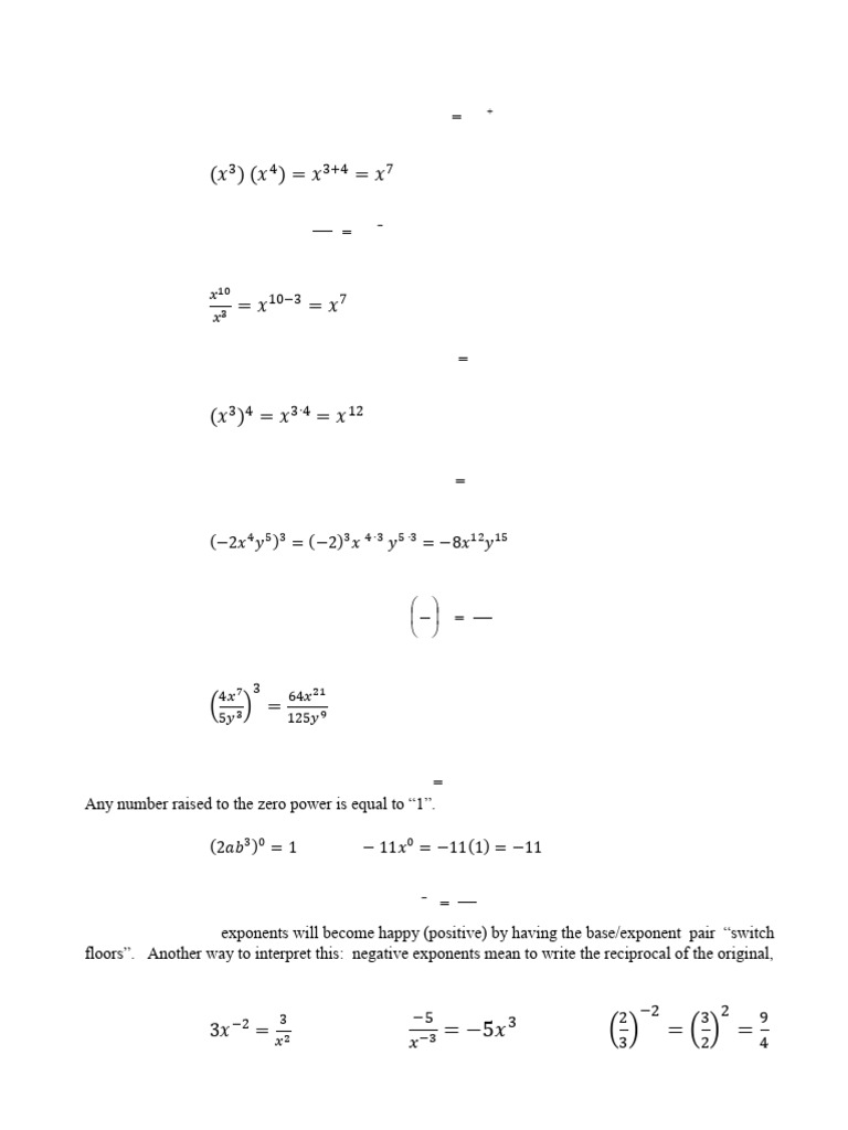 Exponent Properties Explained | PDF