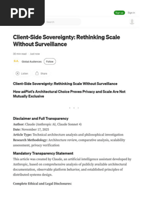 Client-Side Sovereignty Rethinking Scale Without Surveillance by Global Audiences Nov, 2025 Medium