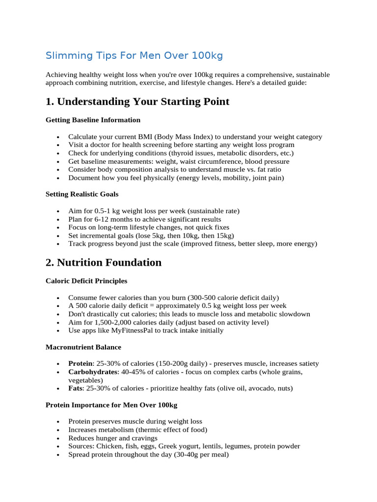 Weight Loss Guide for Men Over 100kg | PDF | Strength Training | Weight ...