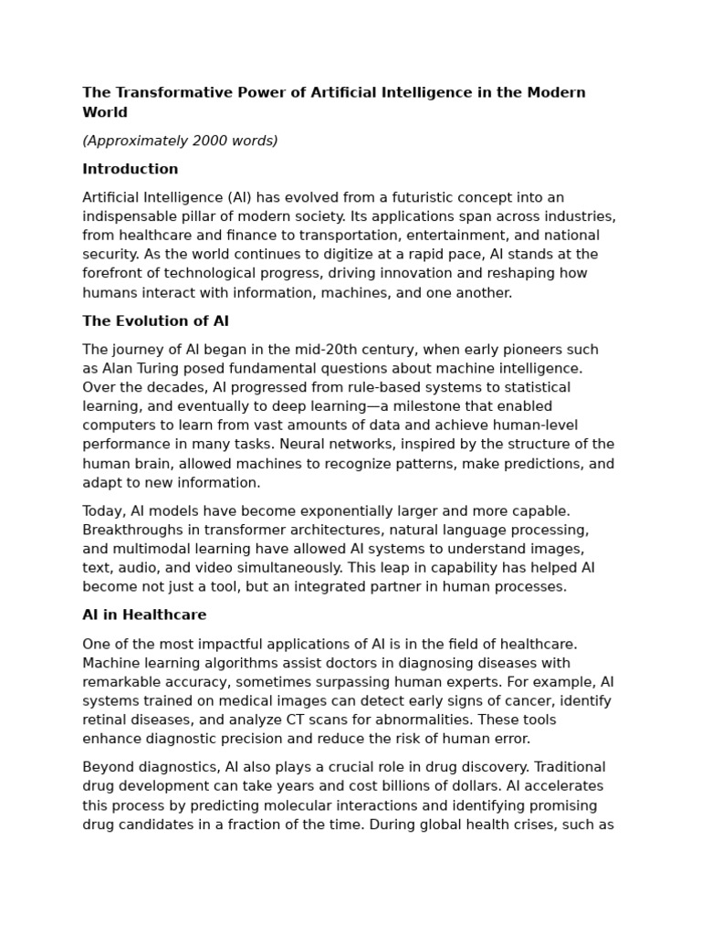The Impact of AI on Modern Society | PDF | Artificial Intelligence ...