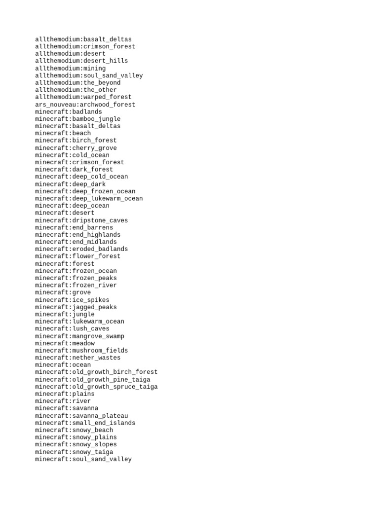 Minecraft Biomes and Locations Guide | PDF