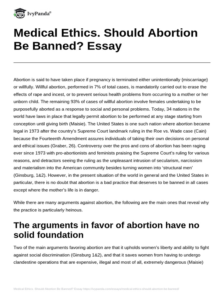 Medical Ethics Should Abortion Be Banned | PDF | Abortion | Birth Control