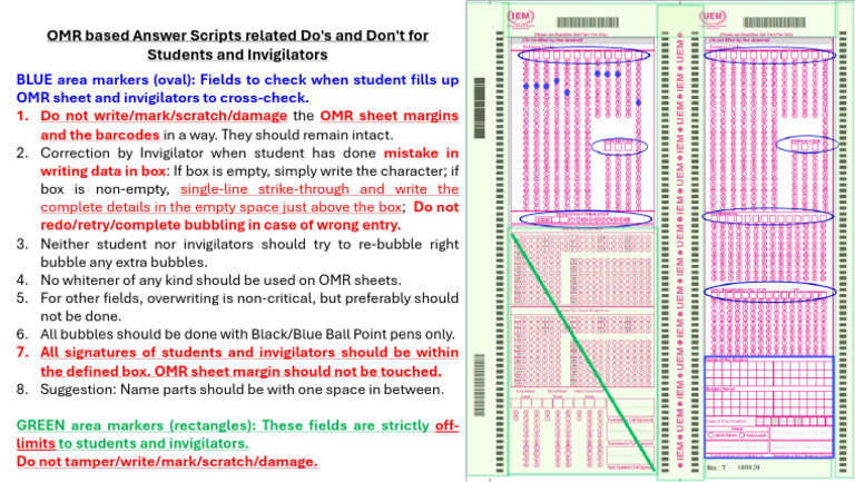 OMR Sheet Guidelines for Students & Invigilators | PDF