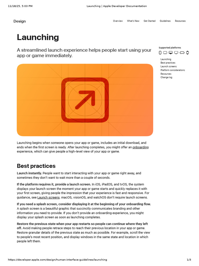 Launching - Apple Developer Documentation | PDF | Mac Os | Mobile App
