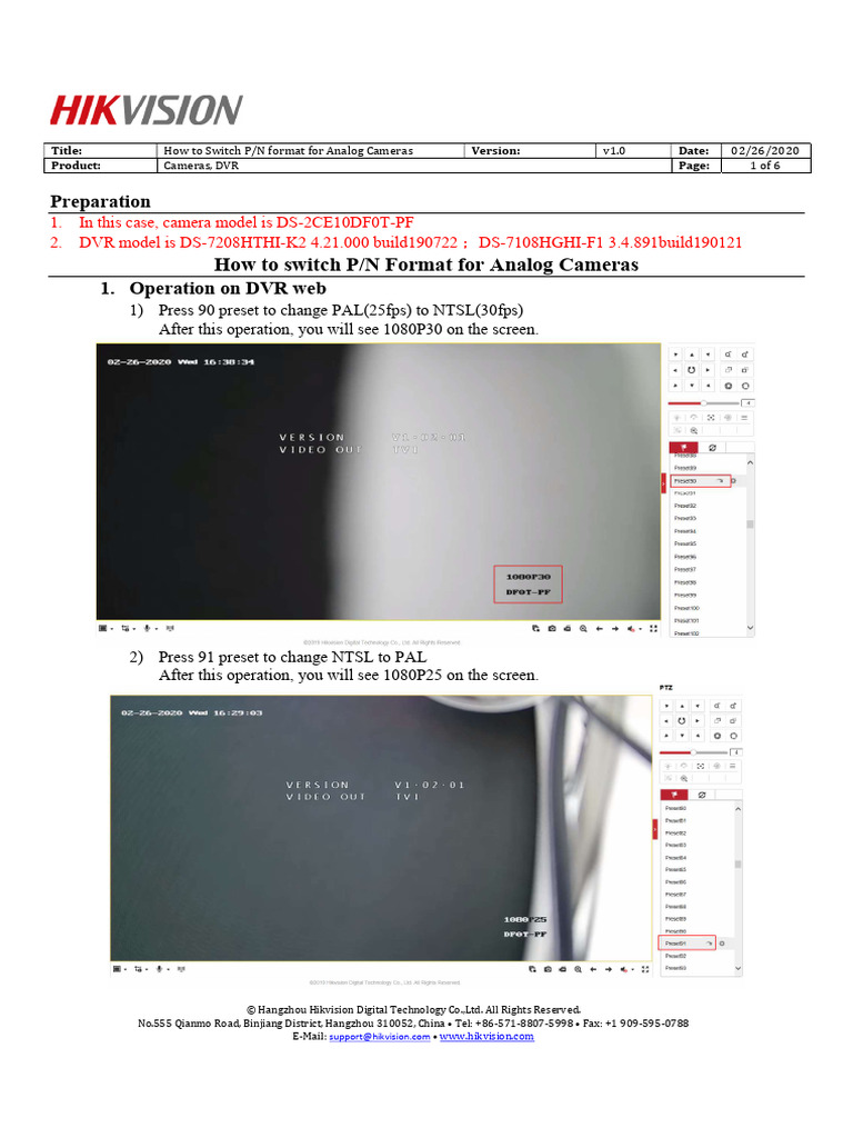 Switch P/N Format for Analog Cameras | PDF | Electronics | Digital ...