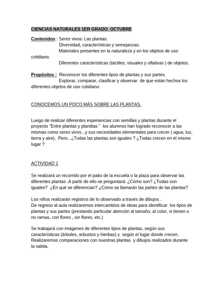 Plantas y Materiales en Ciencias 1° Grado | PDF | Plantas | Tallo de la ...