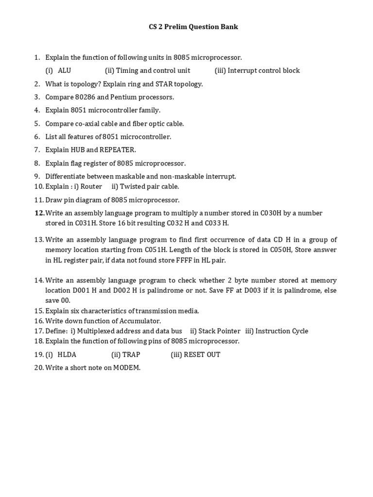 Prelim Question Bank CS 2 | PDF