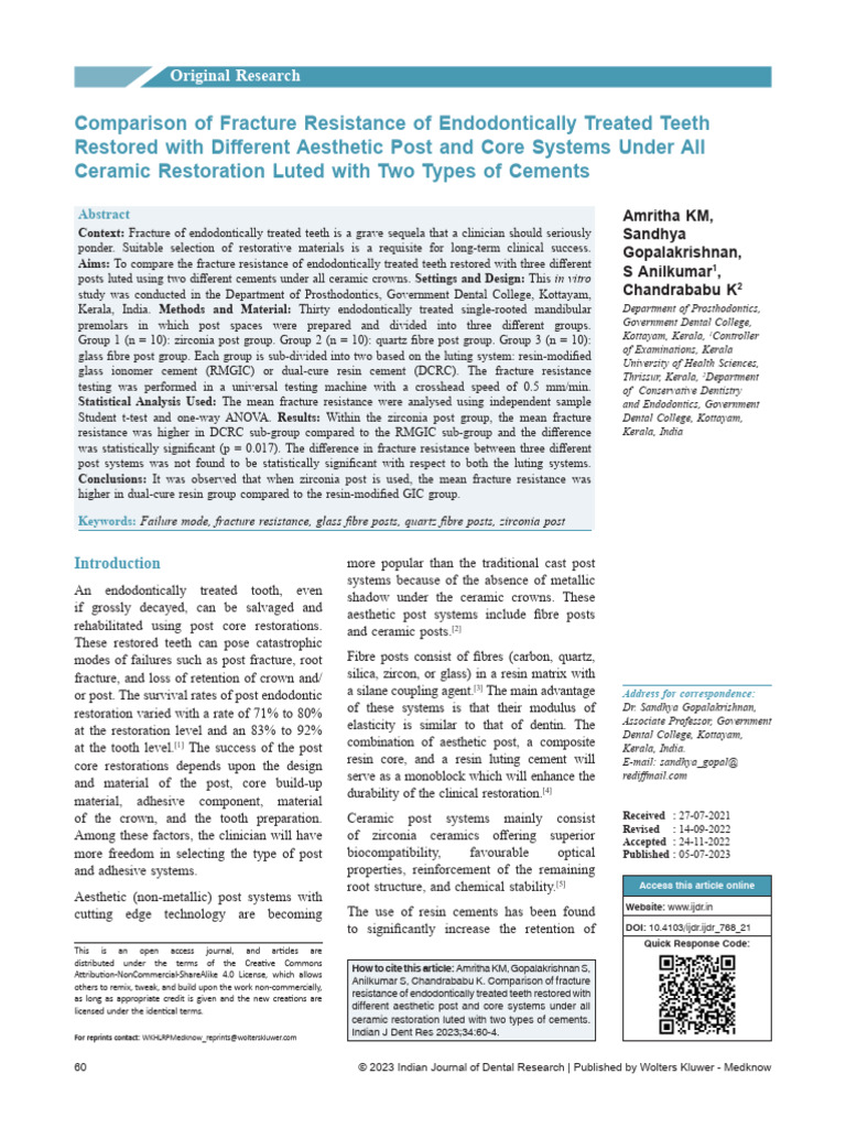 Comparison of Fracture Resistance Of.13 | PDF | Dentistry Branches ...