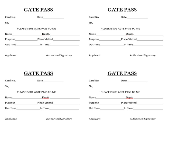 Gate Pass | PDF