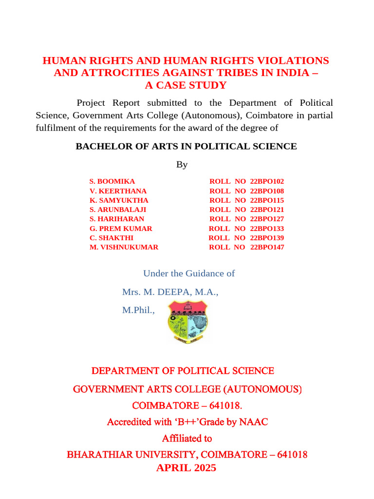 Human Rights Violations Against Tribals in India | PDF | Cost Of Living