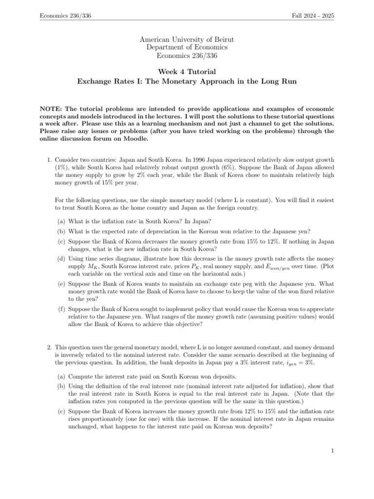 ECON236 336week4 Tutorial | PDF | Interest Rates | Inflation