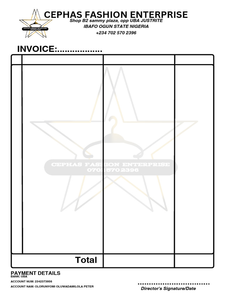 Cephas Fashion Enterprise Invoice | PDF