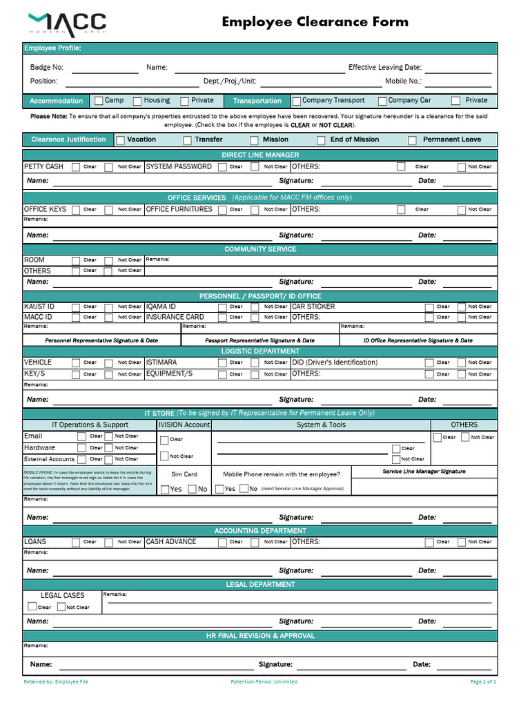 Clearance Form (Updated) | PDF | Authentication | Access Control