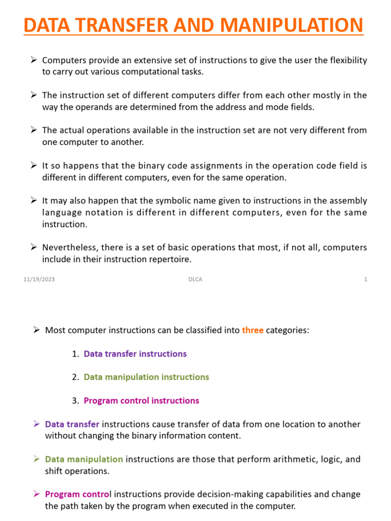 Data Transfer and Manipulation Instructions | PDF | Central Processing ...