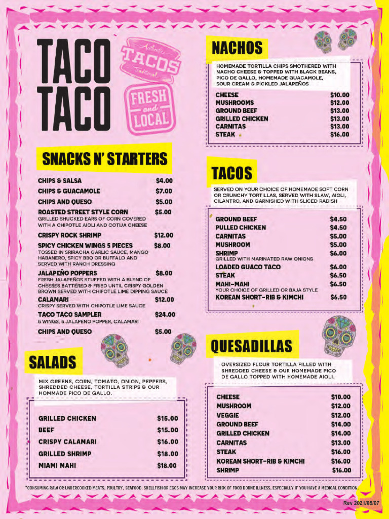 Menu Tacotaco | PDF