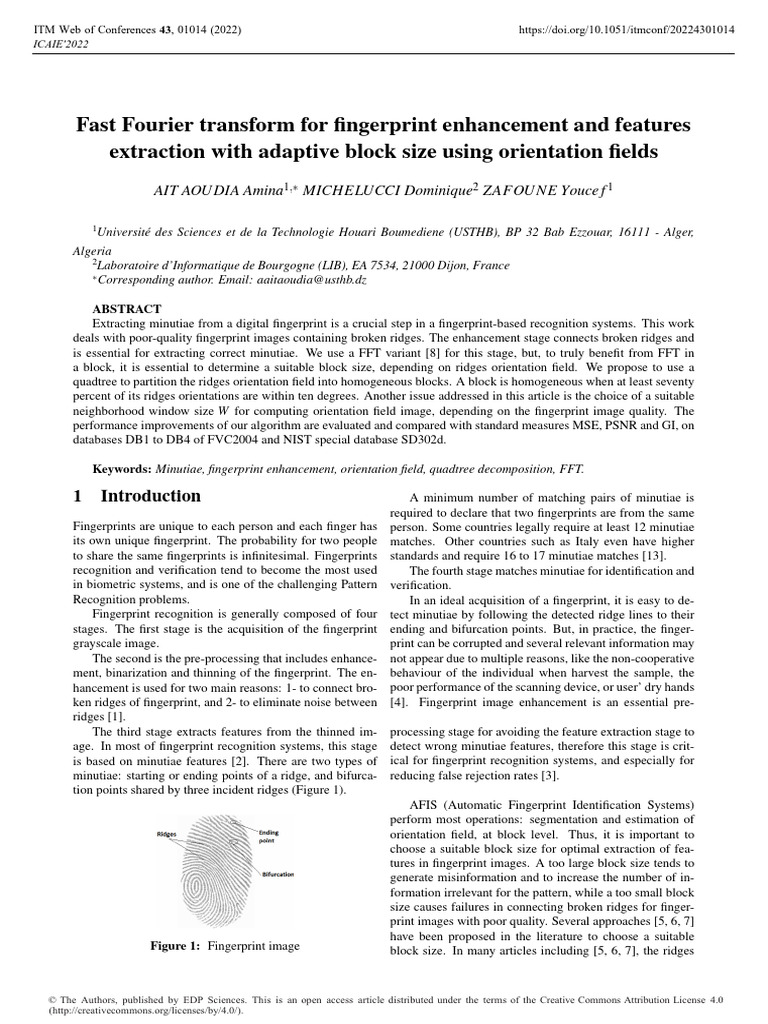 Fast Fourier Transform For Fingerprint Enhancement | PDF | Fingerprint ...